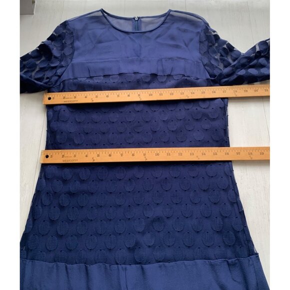 Diane Von Furstenberg Navy Sheer Polka Dot Lace Shift Dress Size 10 - Picture 7 of 11